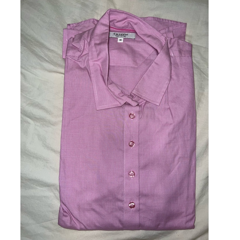 TM Lewin Pink Fully Fitted Button-Down Shirt - UK Size 18; US 16
